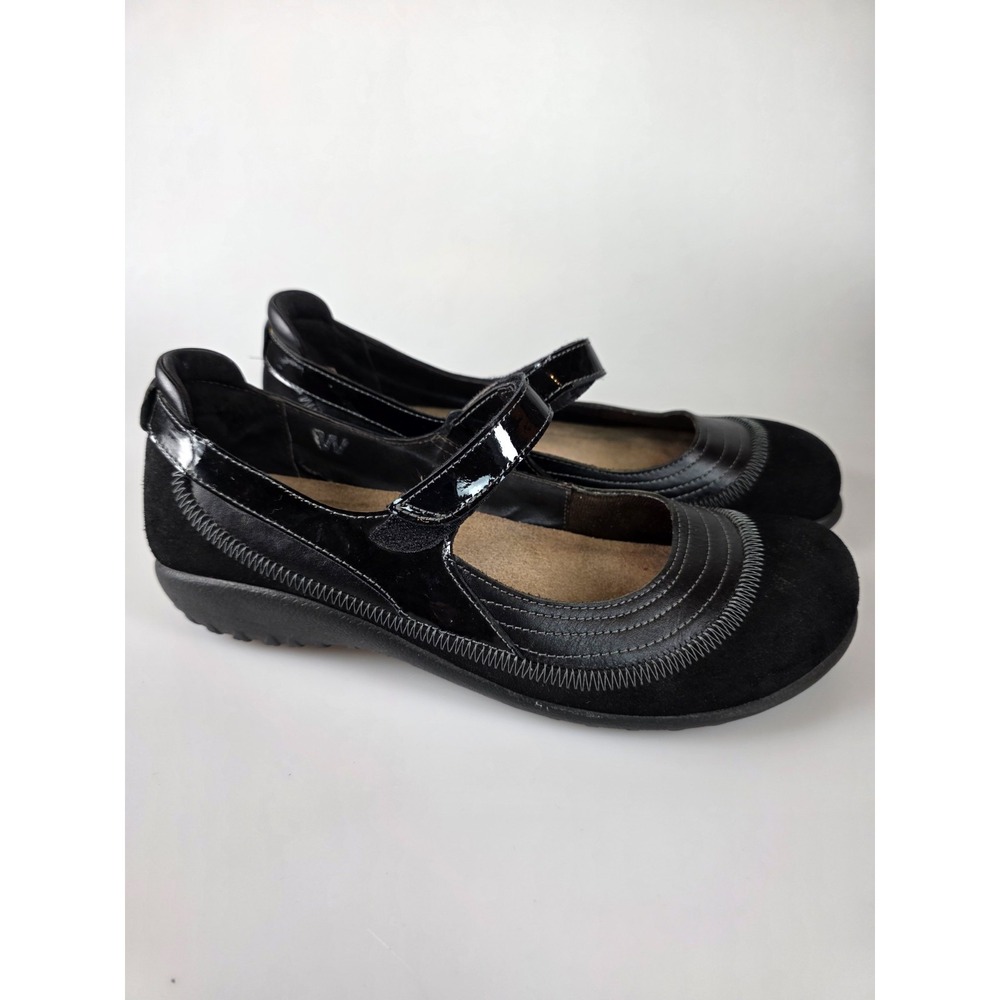 Naot Kirei Mary Jane Black Suede Leather Comfort Shoes Womens 39 US8/8.5